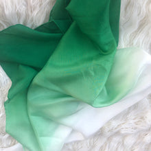 Load image into Gallery viewer, Holiday Ombré Green White Playsilk Scarf