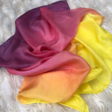Load image into Gallery viewer, Ombré Sunset Striped Playsilk ~ Yellow Orange Pink Purple