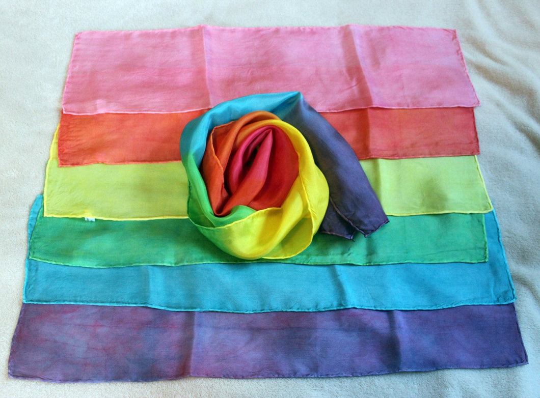 Set of 6 Small Silks & Rainbow Stripe